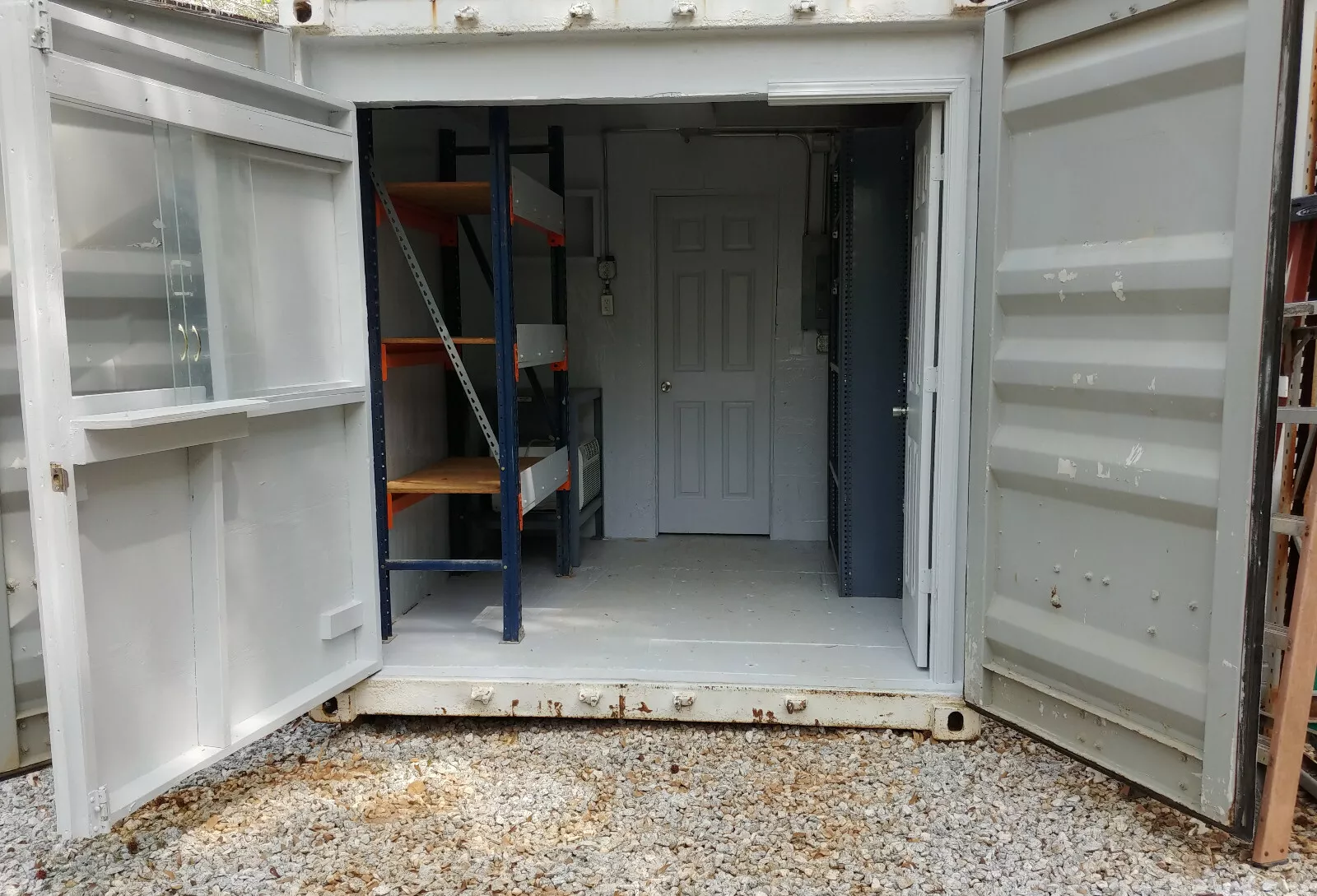 40 ft Container Shop – Climate Controlled Office + Inventory Storage / Racking – view 8